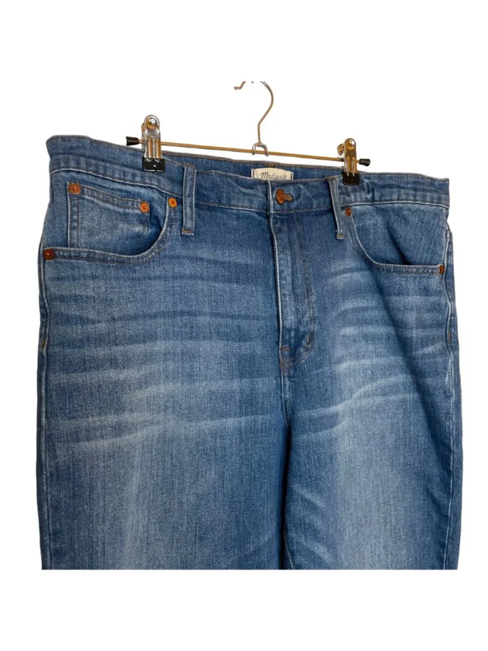 Madewell Distressed High Rise Slim Crop Boyjean, 32